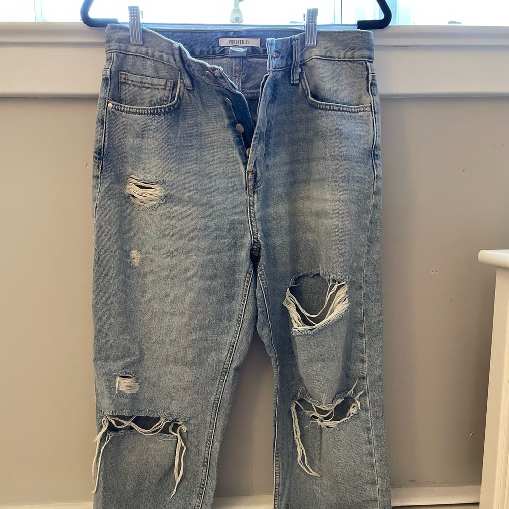 Forever 21 distressed straight leg jeans